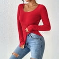 thumbnail image 5 of Women's Ribbed Long Sleeve T-Shirts Casual Crew Neck Slim Fit Shirt Soft Stretch Base Tops, 5 of 5