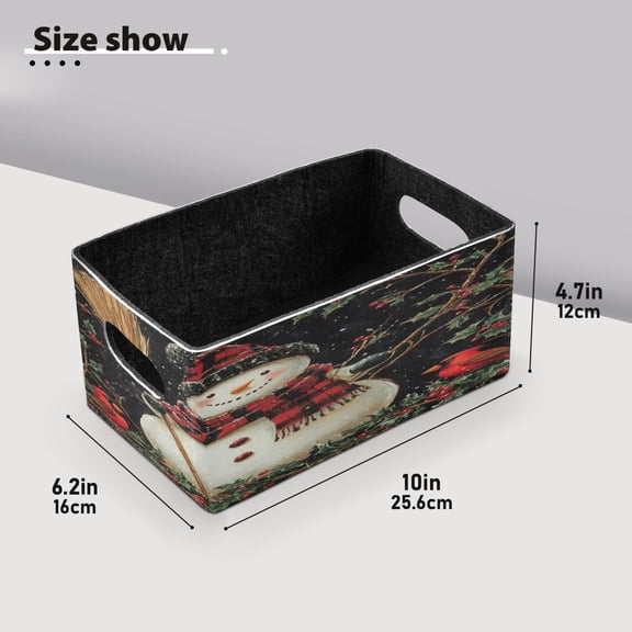 BZSMCE Shelf Baskets Scarf Winter Snowman Pattern Storage Cube Bins 10.1*6.3*4.7in Set of 2