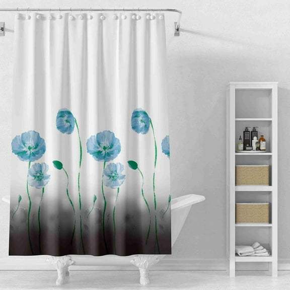 GFJASH-Blue Rose Shower Curtain Liner, 4G PEVA Shower Liner, Plastic Peva Waterproof Shower Curtains, 72x72 inch with Grommet Holes 3 Magnetic Weights