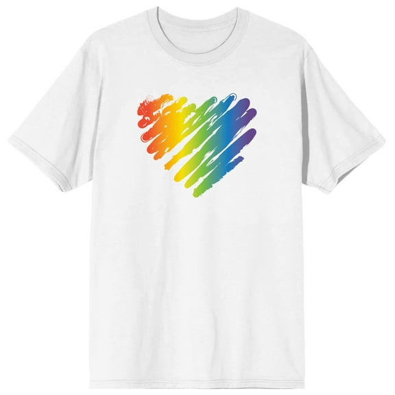 Pride Rainbow Heart Men's White T-shirt-Medium
