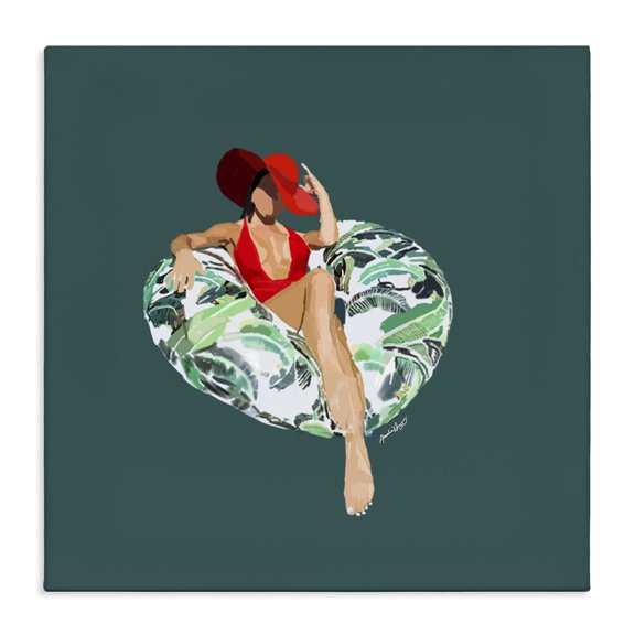 Stupell Industries Glam Stylish Woman Pool Float Canvas Art, 24 x 24, by Amelia Noyes