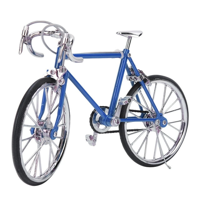 Mini bicicleta de casa de muñecas a escala 1:10, modelo de vehículo de bicicleta simulada de aleación, accesorio de juguete, azul claro