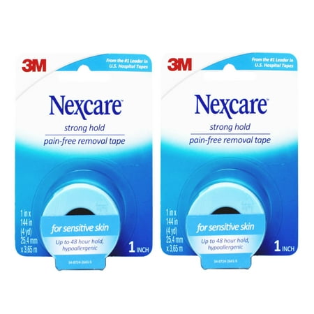 Nexcare Sensitive Skin Tape, Pain-Free Removal, 1-inch x 4 Yard Roll (Pack of 2)