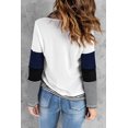 thumbnail image 1 of ABPHQTO Top de rayas de empalme con bloques de color azul con estilo para mujer, 1 of 5