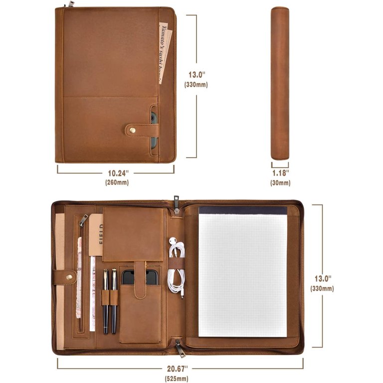 Vegan Leather Portfolio With Clipboard Folder, Green Ipad Pouch