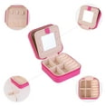 thumbnail image 3 of REGALWOVEN Uxcell Travel Accessory Box with Mirror, Mini Portable PU Leather Accessory Organizer Case Storage for Girls Rose, 3 of 7
