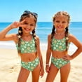 thumbnail image 3 of CCRFTGI Swimsuit for Kids Girls Size 7-8 2 Piece Set Swimming Bikinis Beach Holiday Bathing Suits Cute Summer Floral Print Girls Fashion Swim Suit Kids Bikini Swimwear Green 7-8 Years, 3 of 9