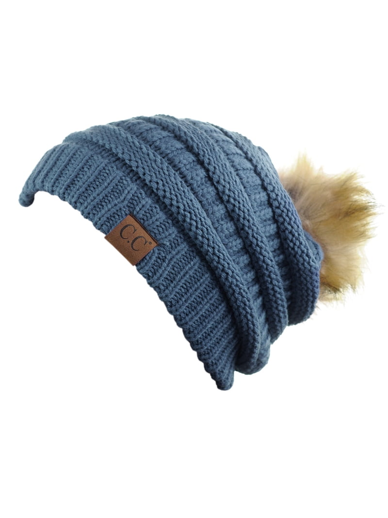 NYFASHION101 Exclusive Soft Stretch Cable Knit Faux Fur Pom  display picture 3