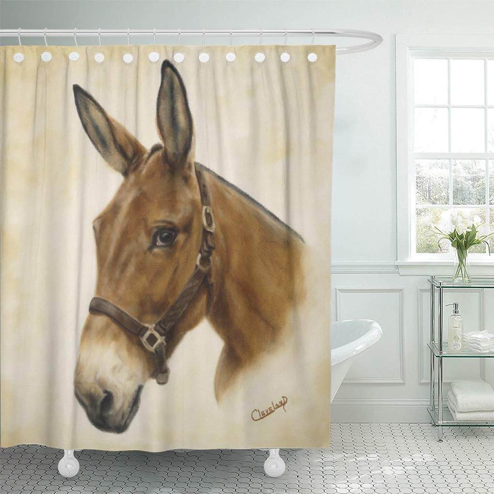 SUTTOM Horse Western Mule Wall Painting Oil Equine Shower Curtain 60x72