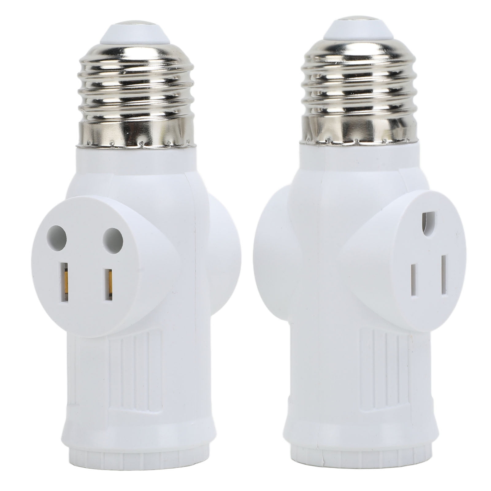 2Pcs 3 Prong Light Socket Adapter Plug White E26 Light Bulb 0 to 125 ...