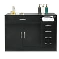 thumbnail image 2 of Zimtown Gabinete de almacenamiento independiente moderno, Gabinete de piso de baño, Gabinete de peluquero, Aparador de buffet de cocina, Gabinete de acento, Acabado negro Zimtown Contemporáneo, 2 of 8