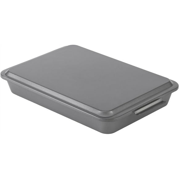czcpp-Everyday Nonstick Steel Oblong Pan with Metal Lid, 9" x 13", Gray, Cake Pan, 9x13 Baking Pan with Lid, Metal Baking Pan, Sheet Cake Pan