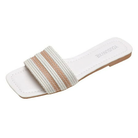 

Women s Slide Sandals Flat Sandals Fashion Slides With Soft Slippers Clearance Sale Women s Flat Shoes Ladies Beach Sandals Summer Non-Slip Causal Slippers