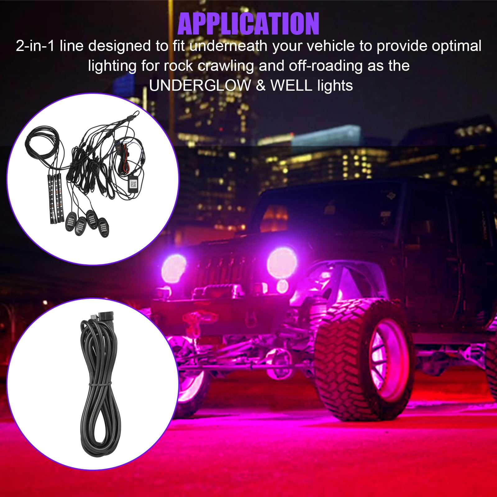 TSV 64LEDs Multi-Color Rock Light for Truck, Waterproof RGB Underbody Lighting, Remote Controlled