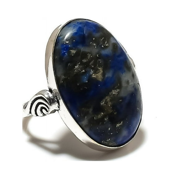 Natural Lapis Lazuli Gemstone Handmade 925 Sterling Silver Ring Size 10