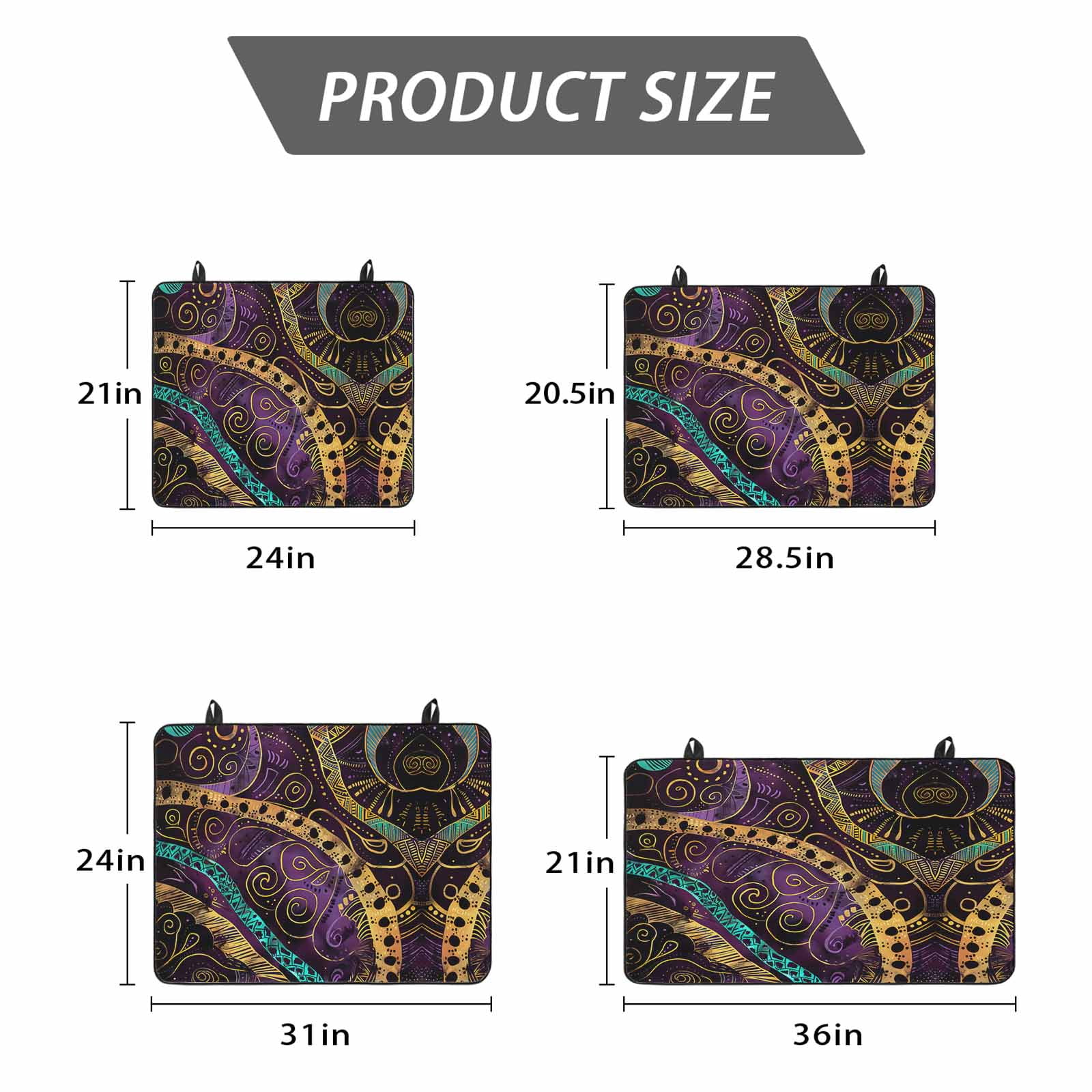 Yellow Purple Green Stove Top Cover for Electric Stove, Heat-proof & Non Slip Glass Top Stove Cover Protector, Geometric Modern Abstract Kitchen Flat Cooktop Rubber Mat 24x21 Inches