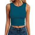 thumbnail image 3 of ANRABESS Women Basic Crop Tank Tops Casual Ribbed Knit Workout Tops Sleeveless Shirts Tight High Neck Camisole Women Girls Summer Clothes Indigo XXL, 3 of 11
