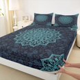 thumbnail image 3 of Manfei Female Men Blue Mandala Twin Sheet Sets 3pcs,Exotic Style Twin Fitted Sheet Microfiber,Bohemian Hippie Flower Breathable Flat Sheet,Microfiber Bedroom Decor, 3 of 7