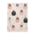 thumbnail image 2 of 60x120 Inch Tablecloth Polyester Square Tablecloth for Home Kitchen Dinner Decor Peach Pumpkins with Black Bows, 2 of 9