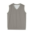 thumbnail image 4 of Huankd V Neck Sweater Vest Casual Men Sleeveless Slim Fit Knit Pullover Sweaters Solid Color Lightweight Spring Jumper Tops Brown 2XL, 4 of 5