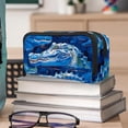 thumbnail image 6 of MUOOUM Pencil Case, Sea Blue Crocodile Pattern Large Capacity Pencil Pouch Stationery Pen Bag, 6 of 7