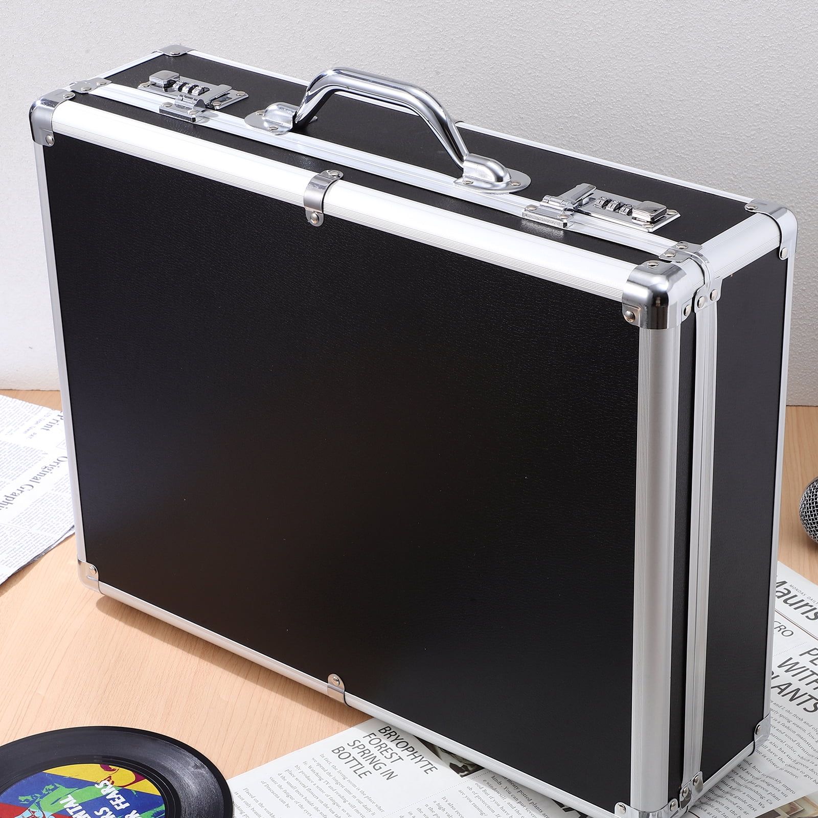 Tineasur Black Aluminum Alloy Locking Briefcase for Men, Hard Metal Case Lock for Business and Travel