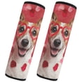 thumbnail image 2 of 2-Pack Seat Belt Covers with Flannel Seatbelt Shoulder Strap Case Adjustable Straps Soft Padding for Car Dog with Heart-shaped Glasses Small, 2 of 8