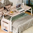 thumbnail image 5 of 40cm Adjustable Overbed Table - Tilt Desktop with 360° Wheels & Side Shelf, Height/Length Customizable, 5 of 8