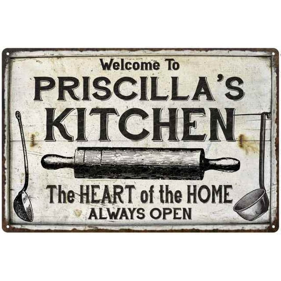 PRISCILLA'S Kitchen Farmhouse Sign 8 x 12 High Gloss Metal 208120033276