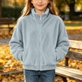 thumbnail image 3 of Girls Fleece Jacket with Pockets Casual Warm Full Zip Turtleneck Kids Winter Hoodless Jackets Gray 12, 3 of 8