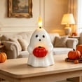 thumbnail image 3 of Halloween Ghost Lantern with Remote Control, Resin Flameless Ghost Candle with Flickering Warm LED, Tabletop Decor for Mantel Shelf Party Home, 3 of 5