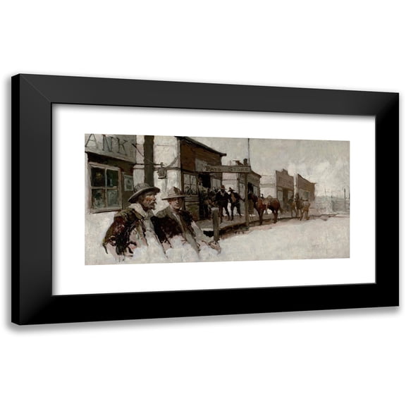 Frank Earle Schoonover 14x9 Black Modern Framed Museum Art Print Titled - Western Street Scene (1923)