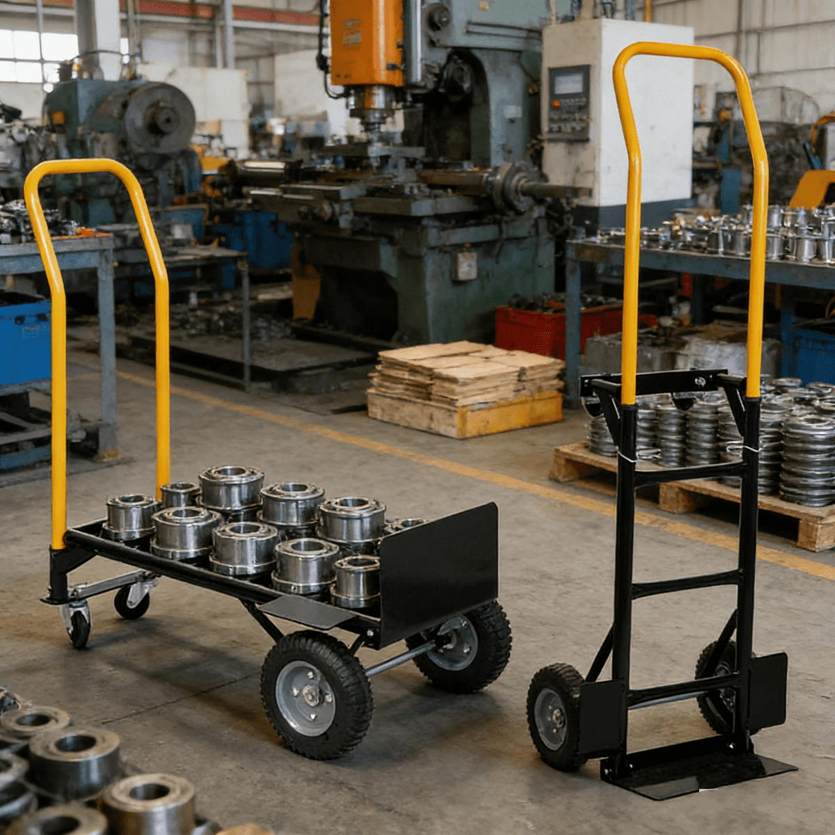 Heavy Duty 2-in-1 Hand Truck –  4 Wheel Push Cart, 330 lbs Capacity