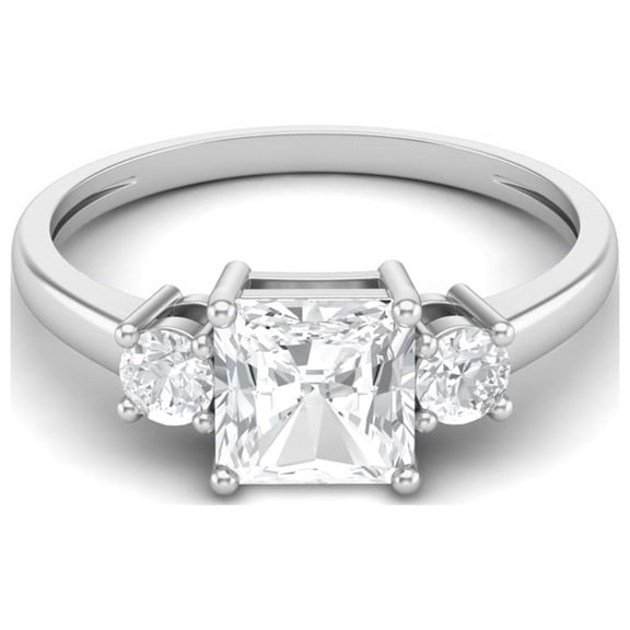Mooneye 1.50 Ctw Square Moissanite 925 Sterling Silver Three Stone Women Valentines Day Gift Ring