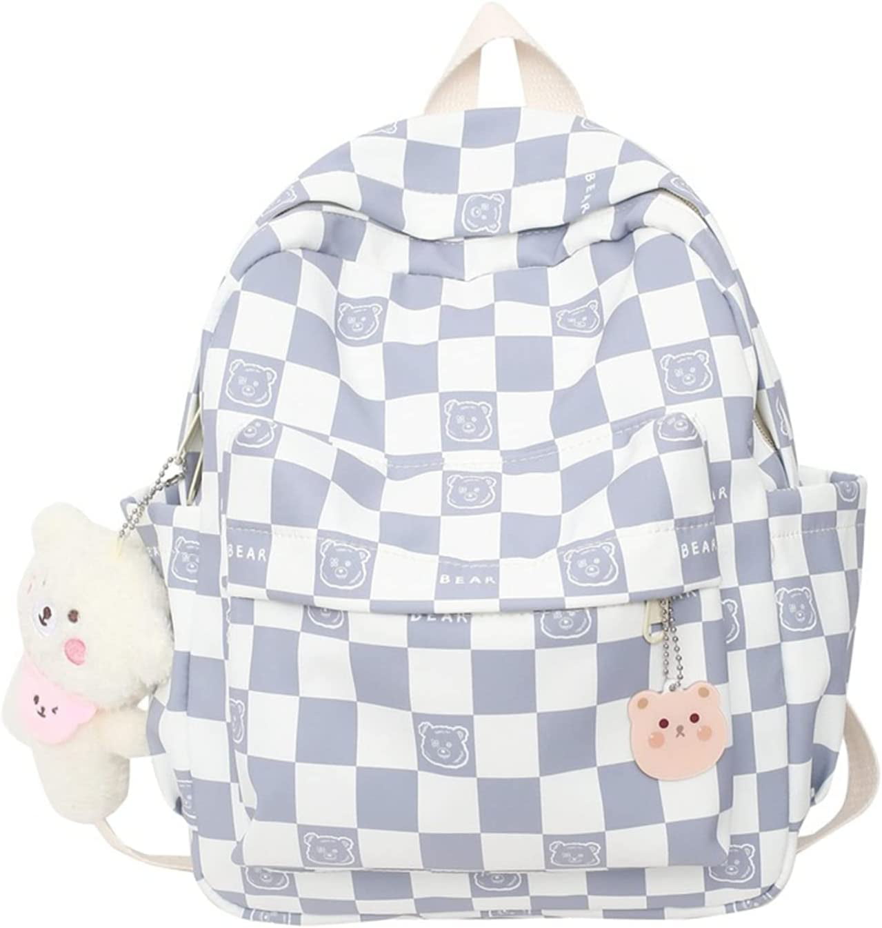 Preppy Aesthetic Mini Cute Fresh Checkered Backpack Plaid backpack School  Bookbag Lightweight Bookbag Supplies Travel Bag for Girls (Blue) 