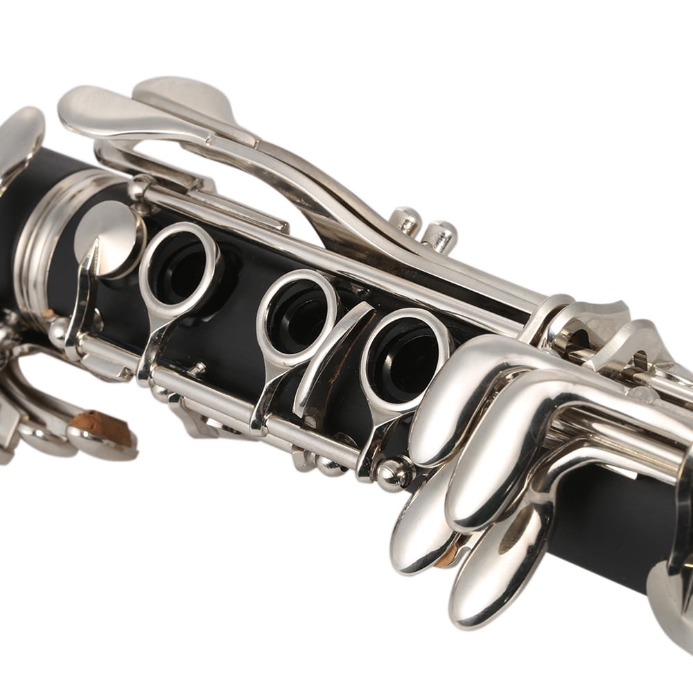 Dcenta Clarinet Bb Cupronickel Plated Nickel 17 Key with Cleaning Cloth Woodwind Instrument for Beginner Student