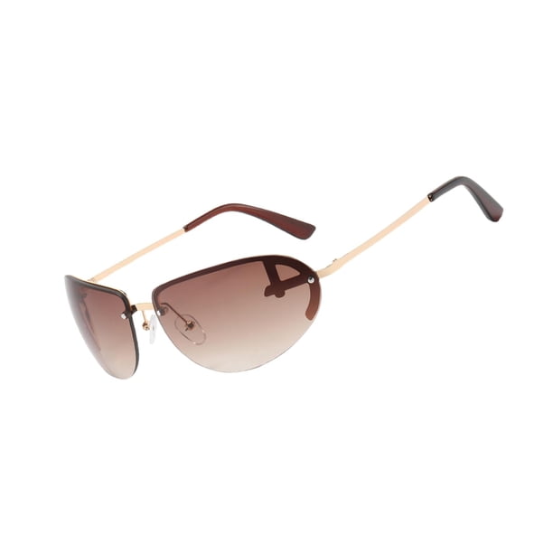 Gafas de sol para hombre, marco de metal, protección solar ligera, gafas de sol versátiles para viajes, fiestas, conducción en la calle, mochilero , Marrón Marrón áureo