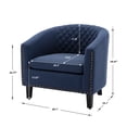 thumbnail image 5 of Accent Barrel Chair, Vintage Upholstered Armchair with Tufted Backrest and Rivets Trim Armrest, Living Room Single Sofa Chair with Solid Wood Legs for Home Office, Navy Linen, 5 of 8
