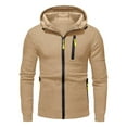 thumbnail image 4 of Caqnni Men's Zip Up Hoodies Long Sleeve Pullover Hoodies Sweatshirt Streetwear Hoodies Jackets Autumn Winter Outerwear (XL,Khaki), 4 of 5