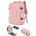 thumbnail image 5 of DAKIMOE Large Travel Backpack for Women Carry on Laptop Backpack Flight Approved Waterproof College Bag with USB Charging Port & Shoe Pouch Casual Daypack for Adults for Weekender Business, Pink, 5 of 8
