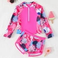 thumbnail image 2 of TOWED22 Girls Rashguard 2 Pieces Long Sleeve Swimsuit Swimwear with Shorts Hot Pink,7-8 Y, 2 of 8