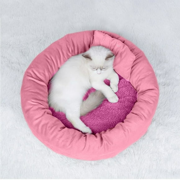 Xihbxyly Juego de Cama para Cachorros, Caseta Redonda Suave y Cálida, con Tapete Acolchado con Bordes Altos y Base Antideslizante, Ideal para Otoño E Invierno, Ideal para Perros Pequeños, 35 X 35 X 1