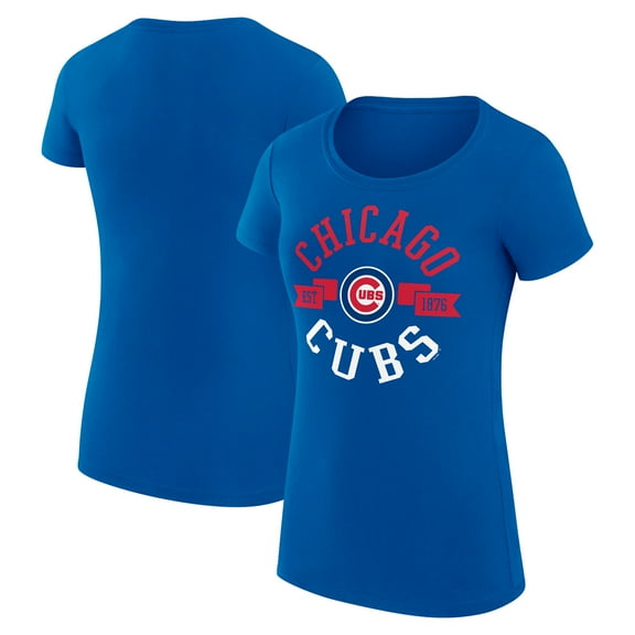 Women's G-III 4Her by Carl Banks Royal Chicago Cubs Super-Slim Fit Lightweight City Graphic T-Shirt