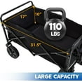 thumbnail image 6 of Dkelincs Folding Wagon Cart Portable Garden Cart with Foldable Table Board & Adjustable Handle for Camping Picnic, Black, 6 of 7