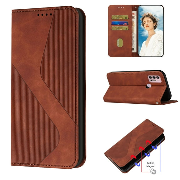 Allytechgroup Case for Motorola Moto G Stylus 5G 2025, Card Slots Holder Pocket Wallet Pouch Case Flip Stand Shockproof Magnetic Case for Motorola Moto G Stylus 5G 2025, Brown