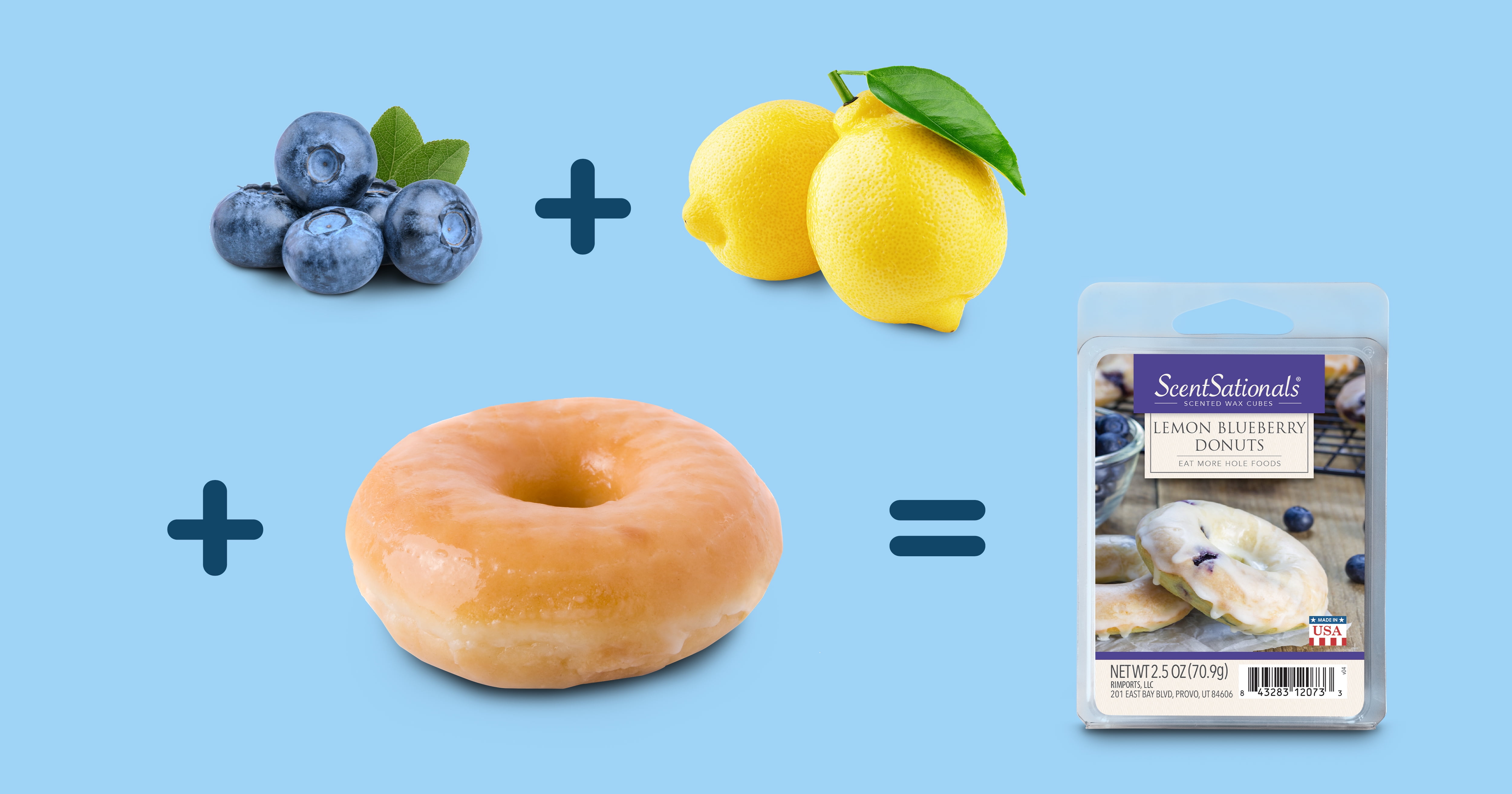 Lemon Blueberry Donut Scented Wax Melts, ScentSationals, 2.5 oz (4-Pack)