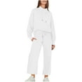 thumbnail image 1 of Timegard Ensemble 2 Pcs pour Femmes Col Roulé Surdimensionné Manches Longues Pull-Over Pantalon Large à Cordon avec Poches, 1 of 6