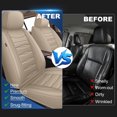 thumbnail image 6 of HQBQBUG Car Seat Cover for Toyota Sequoia 2001-2025 2026,Premium Waterproof Leather Seat Covers Auto Seat Protector Cushions Compatible Airbag Beige,Full Set(2 Row 5 Seats), 6 of 10