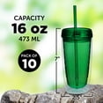 thumbnail image 5 of Double Wall Acrylic Tumblers 16 oz. Set of 10, Bulk Pack - BPA Free, Perfect for Iced Coffee, Soda, Other Hot & Cold Beverages - Green, 5 of 5