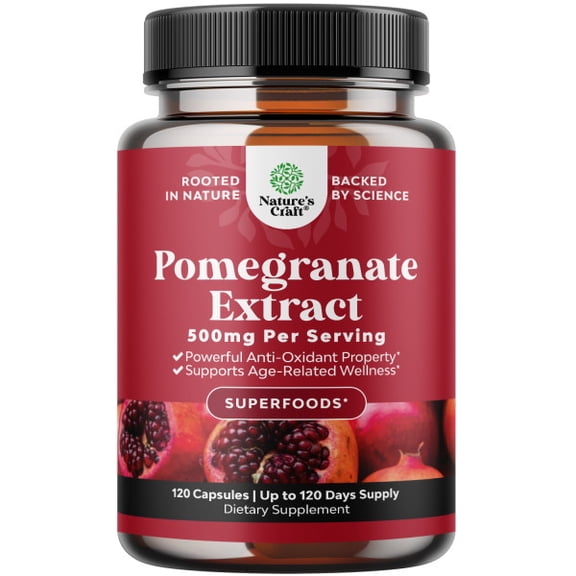 Advanced Antioxidant Superfood Pomegranate Supplement - Natural Pomegranate Extract Polyphenols Supplement for Heart Health and Joint Support - Reds Superfood Powder Capsules for Men and Women 120ct